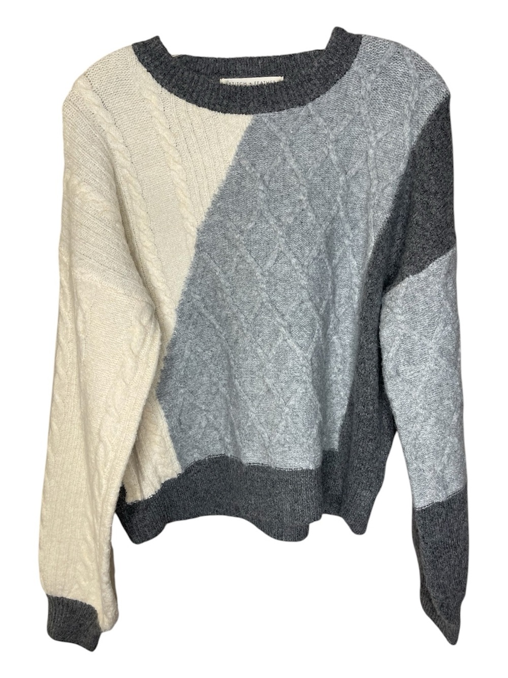 Stitch & Feather Colorblock Cable Knit Sweater  Sz S/M